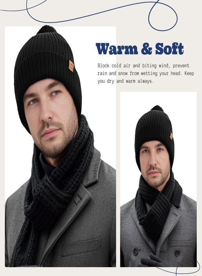 ACUSHLA Waterproof Windproof Cuff Beanie for Men & Women - Fleece-Lined Thick Warm Knitted Winter Hat for Cold Weather Unisex Heavyweight Watch Cap, Black - Image 3